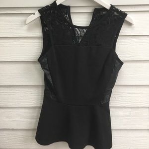 Pleather and Lace Peplum Top